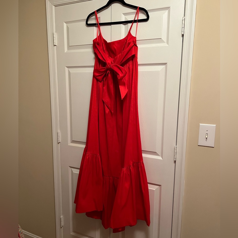 Abercrombie & Fitch Red Spaghetti Strap Maxi Dress Bow Back - Picture 3 of 5
